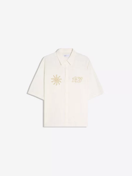 Bershka Cămașă galben auriu / natural alb