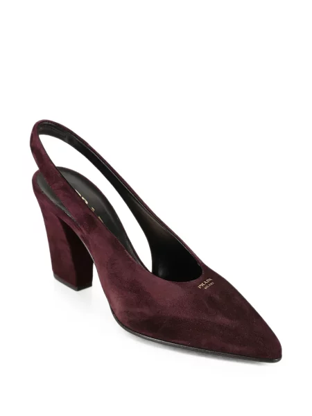 Pantofi cu toc Prada din piele de căprioară slingback violet
