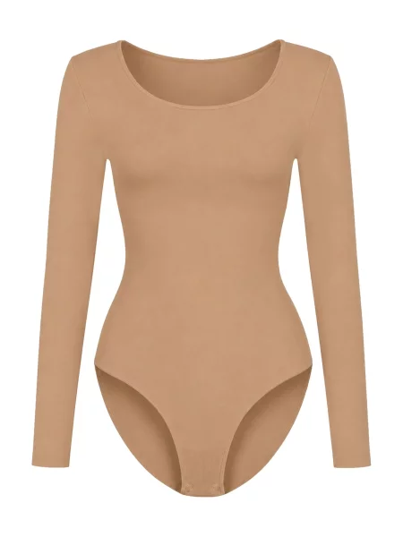 Cfab Alakformáló body Longsleeve Sculpting Bodysuit with Slip' bézs