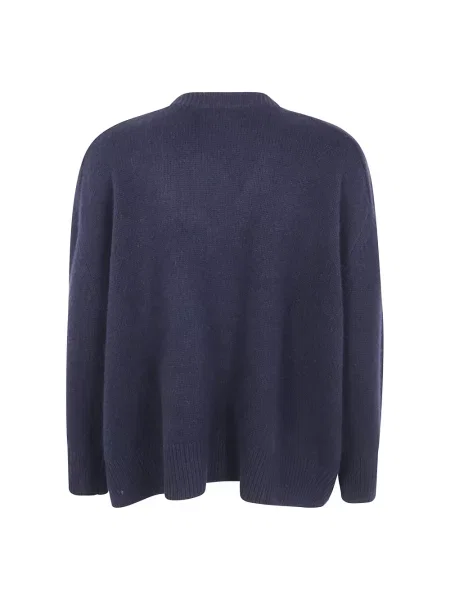 Sweter Kujten z dekoltem w serek niebieski