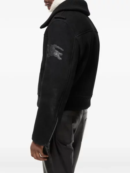 Geacă Burberry din piele de căprioară negru