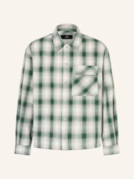 Represent Flanelová Košile Comfort Fit tmavě zelená / šedá bílá