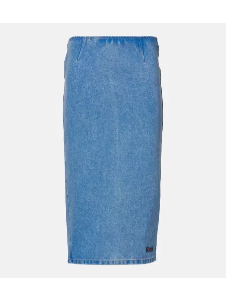 Fustă din denim Marni până la genunchi albastru