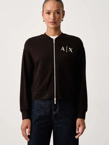Armani Exchange hanorac cu pentru femei cu vâscoză maro