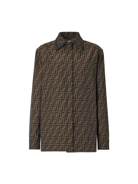 Koszula Fendi płócienna brązowa