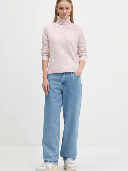Pulover z dodatkom volne Tommy Jeans roza