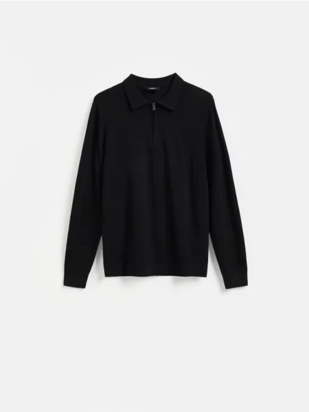 Reserved Sweter polo z wiskozą czarny