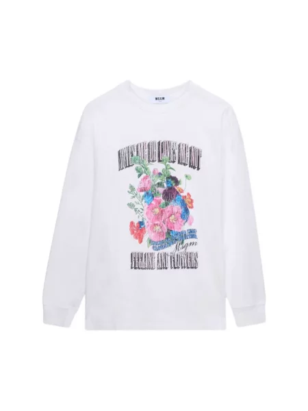 Bluza Msgm z nadrukiem z długim rękawem biała