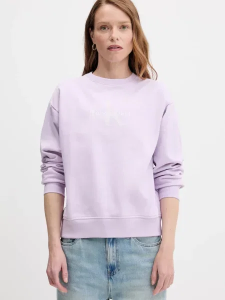Calvin Klein Jeans bluza z nadrukiem fioletowy