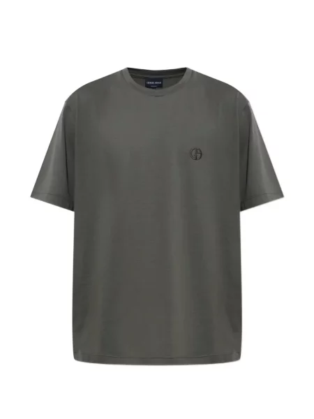 Tricou Giorgio Armani cu broderie gri