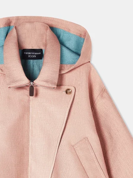 Кожаное пальто Emporio Armani розовое