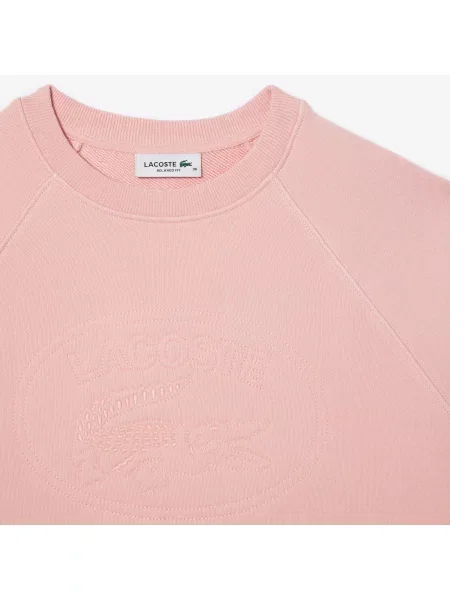 Lacoste Bluza Z Okrągłym Dekoltem Z Nadrukiem różowa