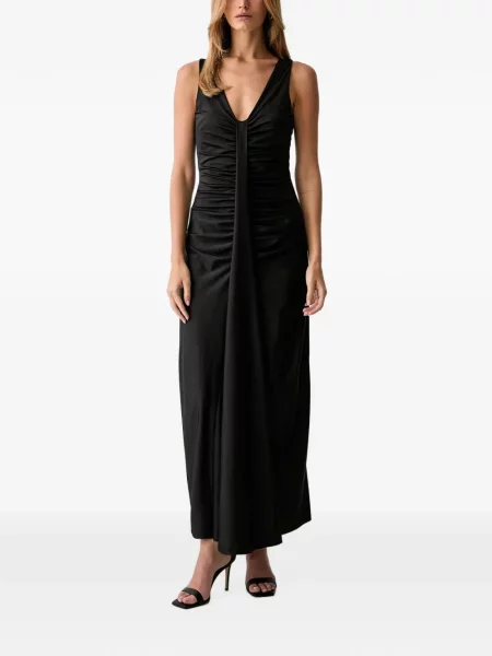 Rochie maxi Fracomina fără mâneci cu volane negru