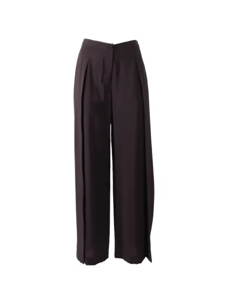 Pantaloni Emporio Armani cu picior lat maro