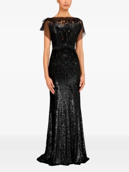 Φόρεμα με πούλιες Jenny Packham με παγιέτες από τούλι μαύρο