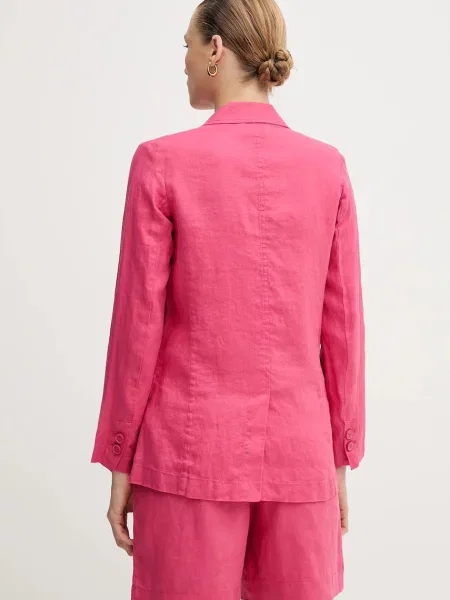 Льняний жакет United Colors of Benetton однобортний однотонна зелений