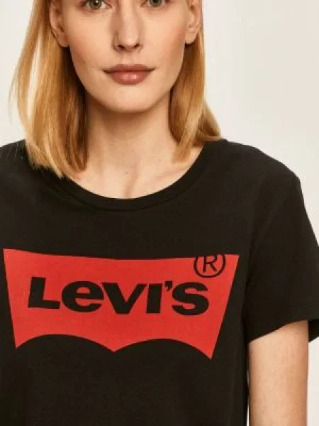 T-shirt z nadrukiem z logo w kształcie skrzydła nietoperza Levi's czarna