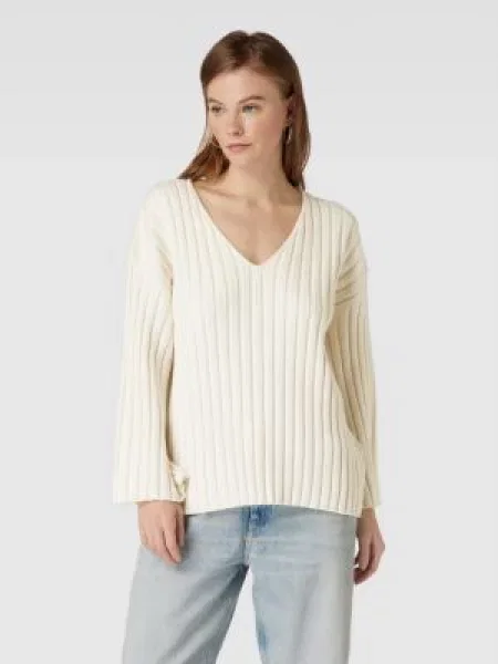 Sweter z dzianiny z mieszanki z efektem prążkowania model ‘Cameron’ Edited