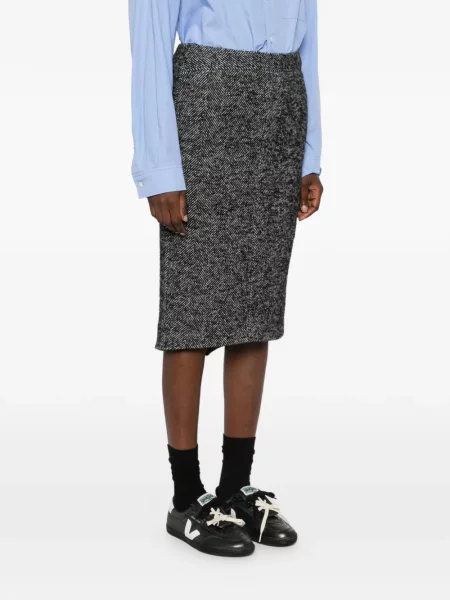 Fustă midi N°21 cu model herringbone negru