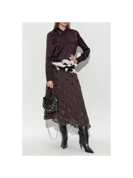Jedwabna koszula Tory Burch fioletowa