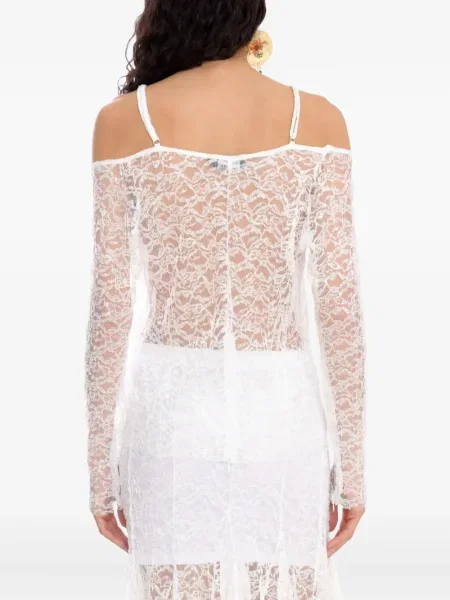 Top Amir Slama din dantelă alb