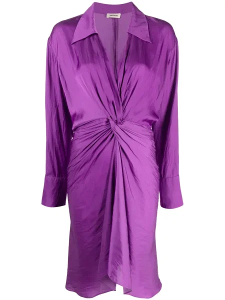 Rochie midi Zadig&voltaire din satin până la genunchi de costum violet