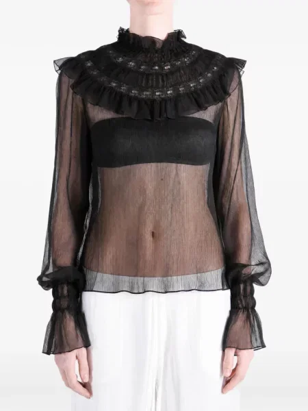 Bluză Ann Demeulemeester cu volane negru