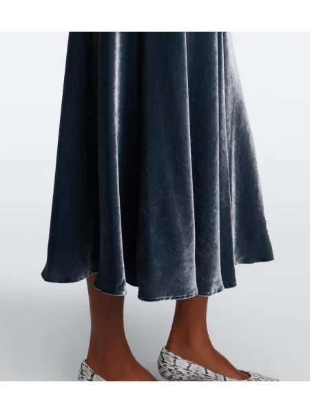Rochie maxi Altuzarra de catifea drapată albastru