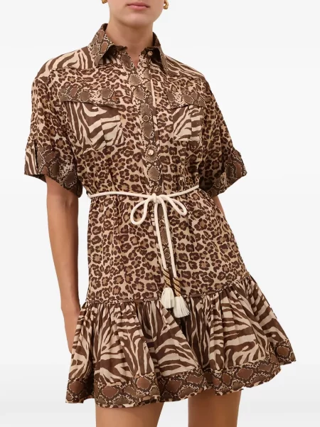 Rochie mini Zimmermann cu imagine de costum maro