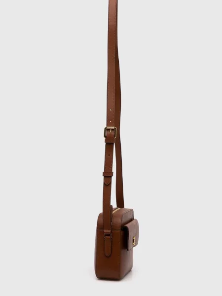 Torebka Lauren Ralph Lauren skórzana z logo brązowa