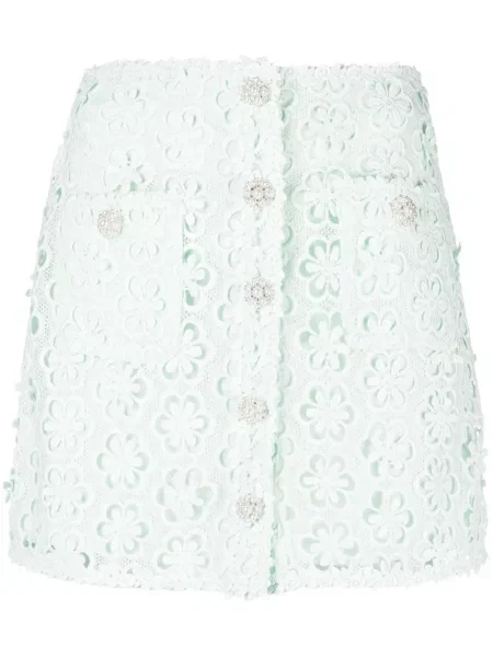 Fustă Self-portrait din dantelă verde