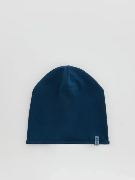Reserved Pamutban gazdag beanie sapka rátéttel kék