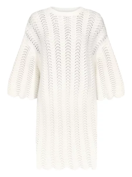 Rochie midi Loulou De Saison cu decolteu rotund până la genunchi de costum alb