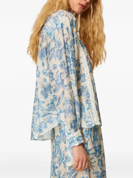 Cămașă Twinset cu model floral albastru