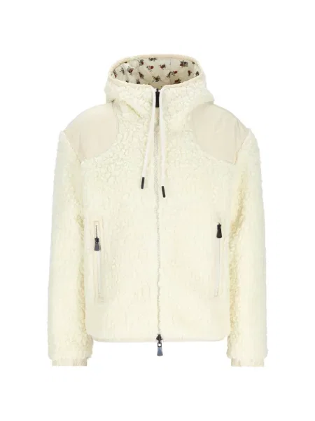 Reversibil geacă cu puf Moncler Grenoble cu model floral cu imagine alb