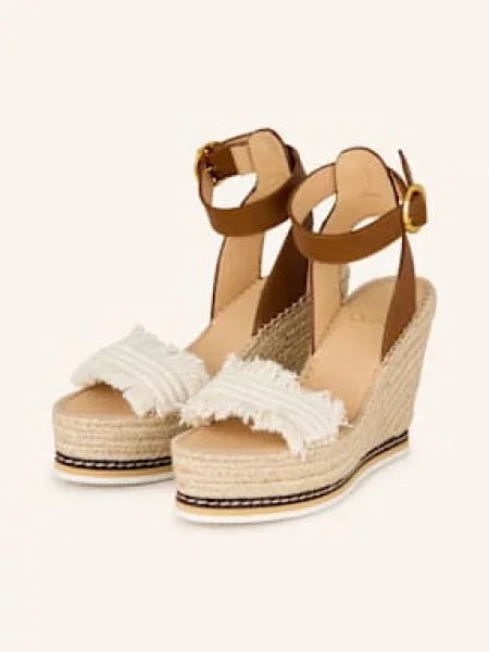 Sandály Odissì na klínovém podpatku hnědé