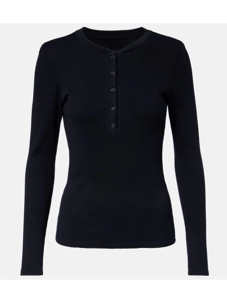 Cămașă Nili Lotan cu guler henley albastru