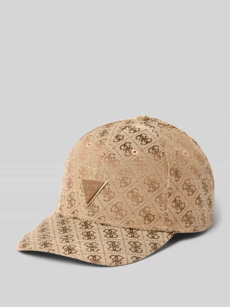 Czapka z daszkiem z nadrukiem z logo na całej powierzchni model Katya' Guess brązowa
