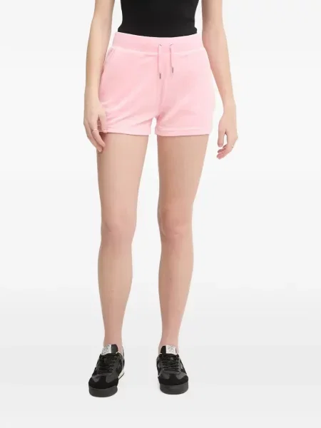 Pantaloni scurți Juicy Couture din velur clasici cu cordon roz