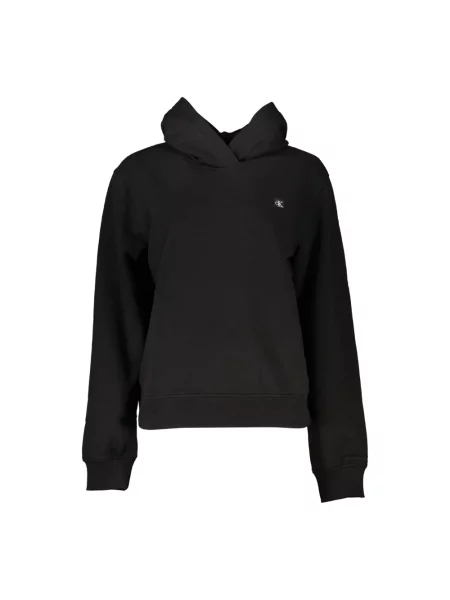 Haftowana bluza z kapturem Calvin Klein Jeans z kapturem z długim rękawem czarna