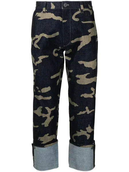 Proste jeansy Ports V z nadrukiem w kamuflażu niebieskie