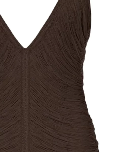 Rochie midi Bless cu decolteu în V maro