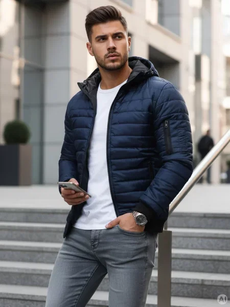 Kurtka pikowana bomber jacket granatowa
