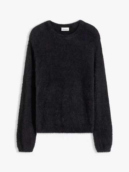Sweter z pluszu z miękką wiskozą czarny