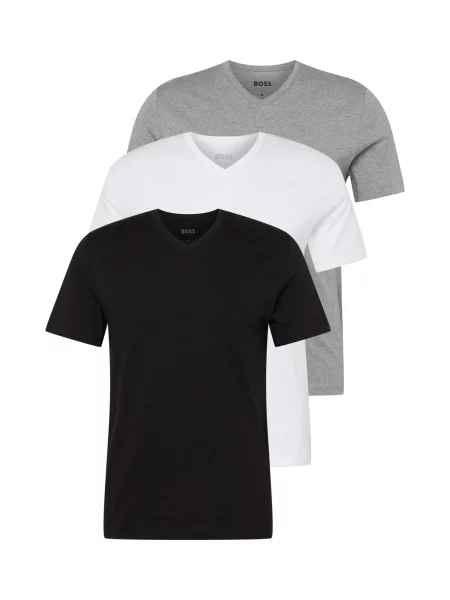 BOSS Tricou Classic gri amestecat alb negru