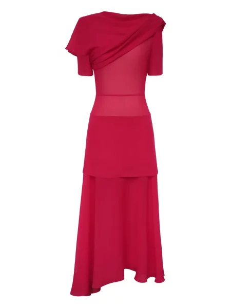 Rochie midi Post Meridiem drapată până la genunchi de costum roșu