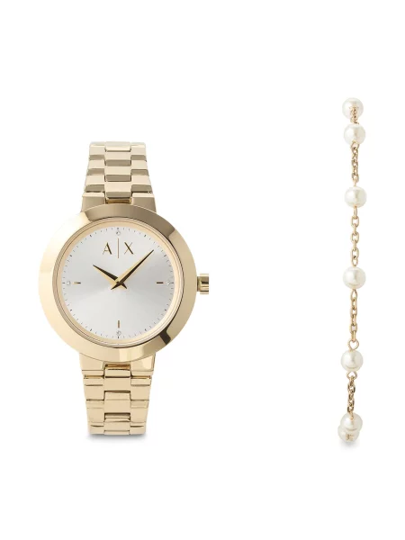 ARMANI EXCHANGE Ceas analogic auriu / perlat alb
