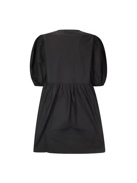 GANNI sukienka Cotton Poplin Tie String Mini Dress mini rozkloszowana czarny