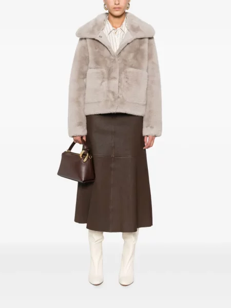 A-vonalú bőrszoknya By Malene Birger barna