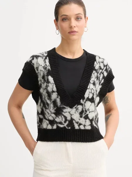 United Colors of Benetton kamizelka z domieszką moheru czarny